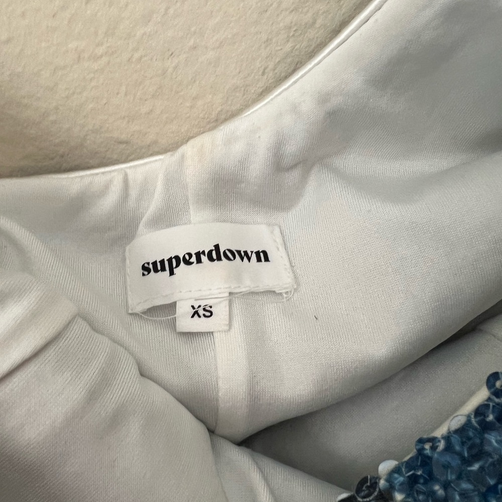 Superdown Revolve One Shoulder Blue Sequined Snak… - image 5